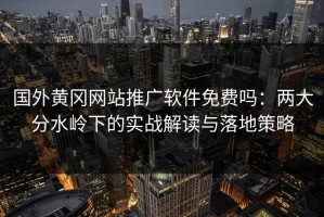 国外黄冈网站推广软件免费吗：两大分水岭下的实战解读与落地策略
