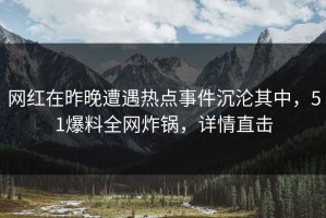 网红在昨晚遭遇热点事件沉沦其中，51爆料全网炸锅，详情直击