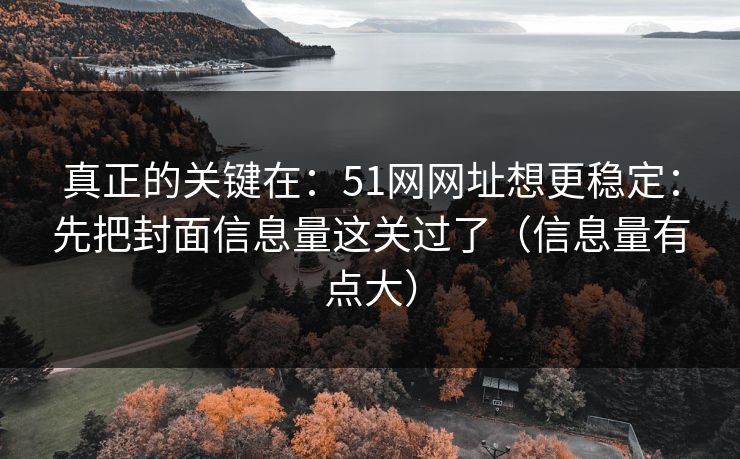 真正的关键在:51网网址想更稳定:先把封面信息量这关过了(信息量有点大) 真正的关键在:51网网址想更稳定:先把封面信息量这关过了(信息量有点大)