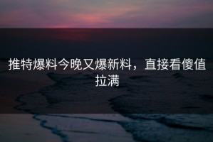 推特爆料今晚又爆新料，直接看傻值拉满