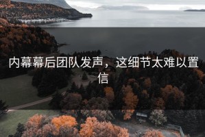 内幕幕后团队发声，这细节太难以置信