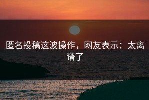 匿名投稿这波操作，网友表示：太离谱了