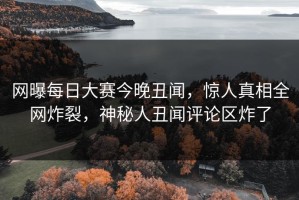 网曝每日大赛今晚丑闻，惊人真相全网炸裂，神秘人丑闻评论区炸了