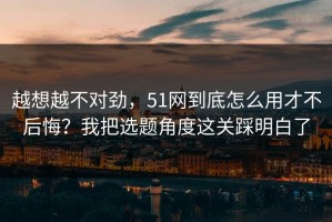 越想越不对劲，51网到底怎么用才不后悔？我把选题角度这关踩明白了