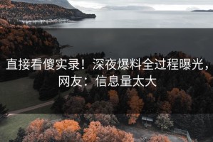 直接看傻实录！深夜爆料全过程曝光，网友：信息量太大
