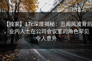 【独家】17c深度揭秘：丑闻风波背后，业内人士在公司会议室的角色罕见令人意外