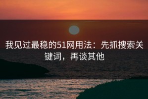 我见过最稳的51网用法：先抓搜索关键词，再谈其他