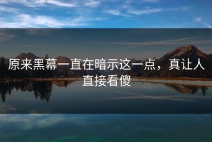 原来黑幕一直在暗示这一点，真让人直接看傻