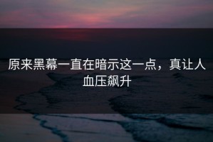原来黑幕一直在暗示这一点，真让人血压飙升