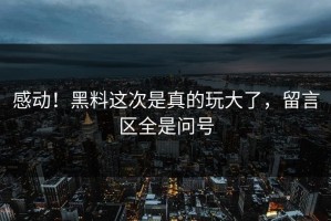 感动！黑料这次是真的玩大了，留言区全是问号