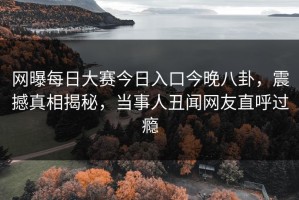 网曝每日大赛今日入口今晚八卦，震撼真相揭秘，当事人丑闻网友直呼过瘾