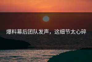 爆料幕后团队发声，这细节太心碎