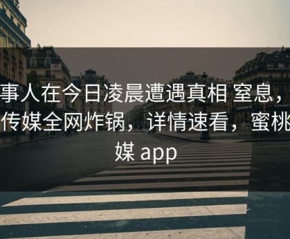 当事人在今日凌晨遭遇真相 窒息，蜜桃传媒全网炸锅，详情速看，蜜桃传媒 app