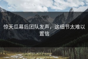 惊天瓜幕后团队发声，这细节太难以置信