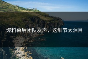 爆料幕后团队发声，这细节太泪目