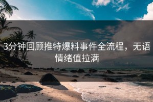 3分钟回顾推特爆料事件全流程，无语情绪值拉满