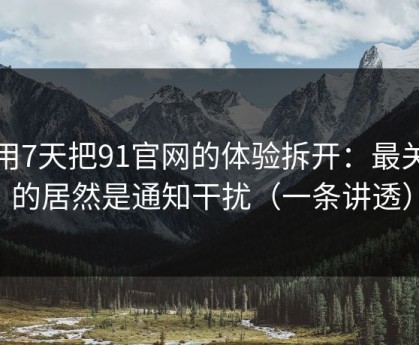 我用7天把91官网的体验拆开：最关键的居然是通知干扰（一条讲透）