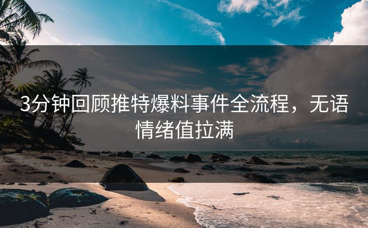 3分钟回顾推特爆料事件全流程，无语情绪值拉满