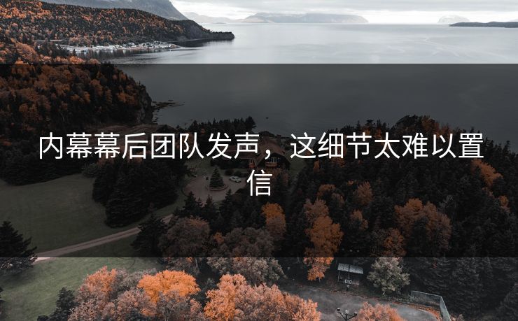 内幕幕后团队发声，这细节太难以置信