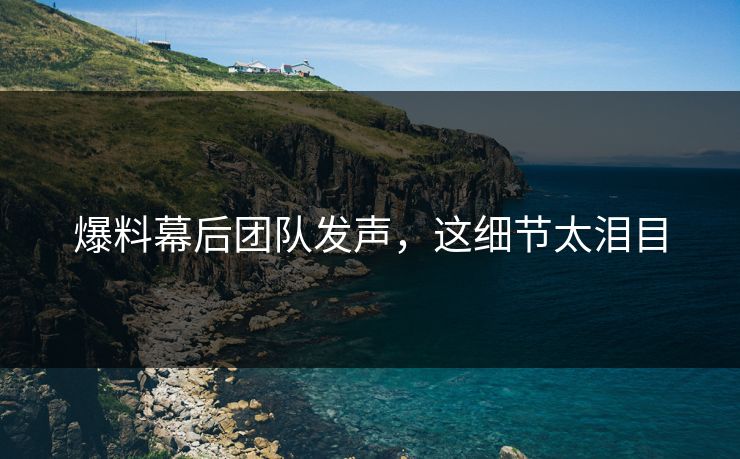 爆料幕后团队发声，这细节太泪目