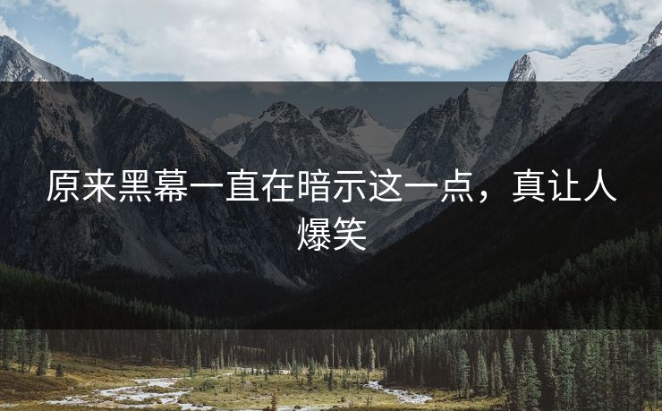 原来黑幕一直在暗示这一点，真让人爆笑