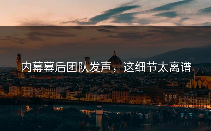 内幕幕后团队发声，这细节太离谱