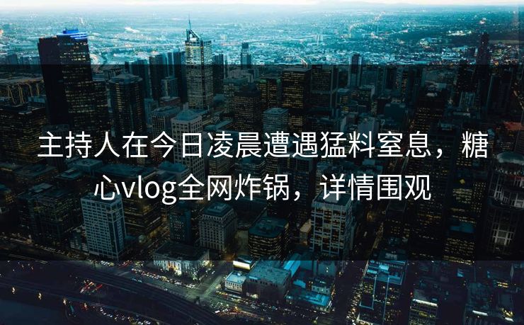 主持人在今日凌晨遭遇猛料窒息，糖心vlog全网炸锅，详情围观
