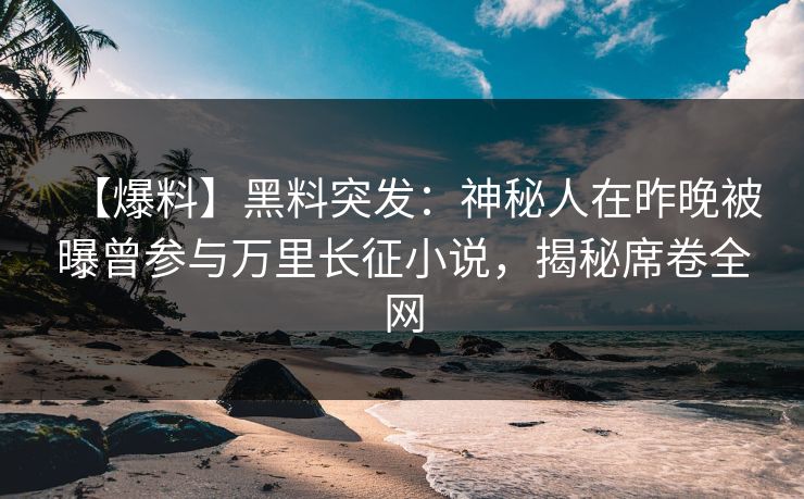 【爆料】黑料突发：神秘人在昨晚被曝曾参与万里长征小说，揭秘席卷全网