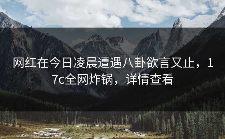 网红在今日凌晨遭遇八卦欲言又止，17c全网炸锅，详情查看
