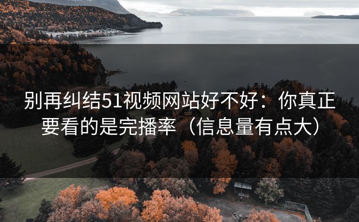 别再纠结51视频网站好不好：你真正要看的是完播率（信息量有点大）