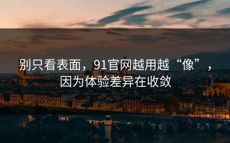 别只看表面，91官网越用越“像”，因为体验差异在收敛